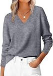 ANRABESS Sweaters pour les femmes manches longues V Cou Chemises Business Casual Work Blouses 2026 Hauts du chandail de pull-over à l'automne
