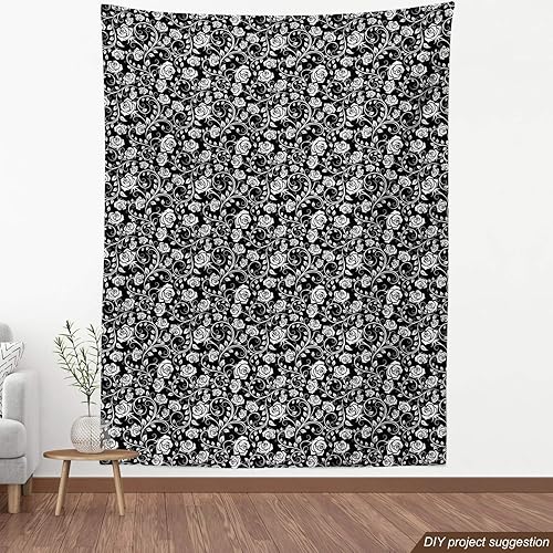 Miniatura 774 de Ambesonne The Yard - Tela de hibisco de flores tropicales en tonos de la vida real, tela decorativa para tapicería, cestas de almacenamiento