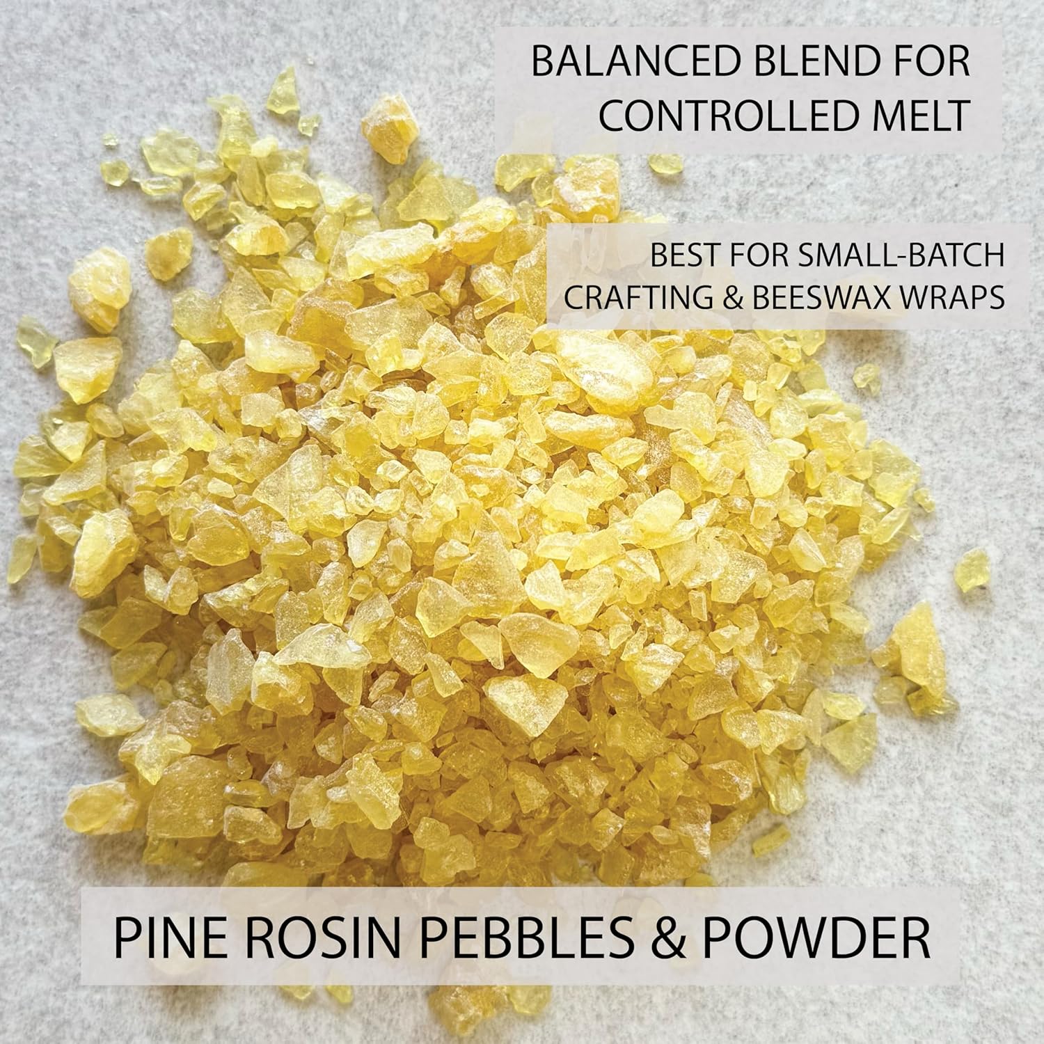 Pine Gum Rosin — Deese Goods Natural Pine Rosin Resin Pebbles & Powder for Beeswax Food Wrap Making, DIY Crafts, Athletic Grip — 1 lb.