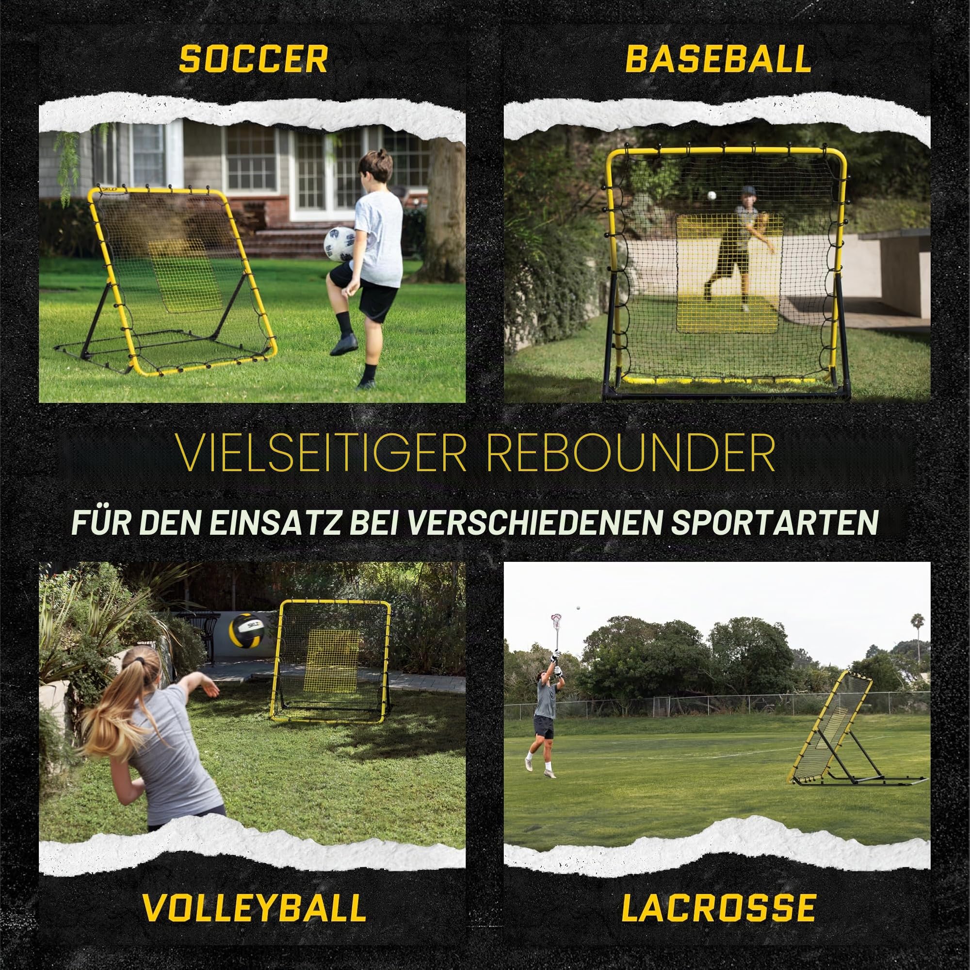 SKLZ Fielding Trainer – Baseball- und Softball-Rückprallnetz – Boden-, Schnurlauf- und Fliegenball-Return-Einstellungen – 4 x 120 cm Stahlrahmen, UV- und wetterbeständiges Bungee-Netz, leicht