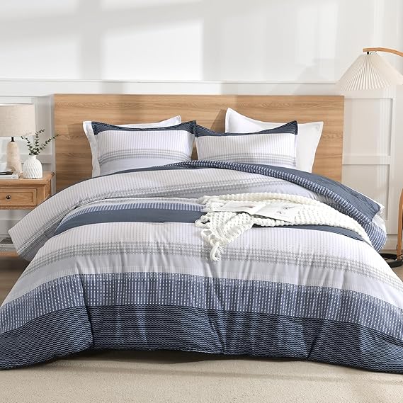 Litanika Black Blue California King Comforter Set - 3 Pieces Lightweight Fluffy Bedding Comforter Sets, All Season Down Alternative Comforter (1 Comforter, 2 Pillowcases)