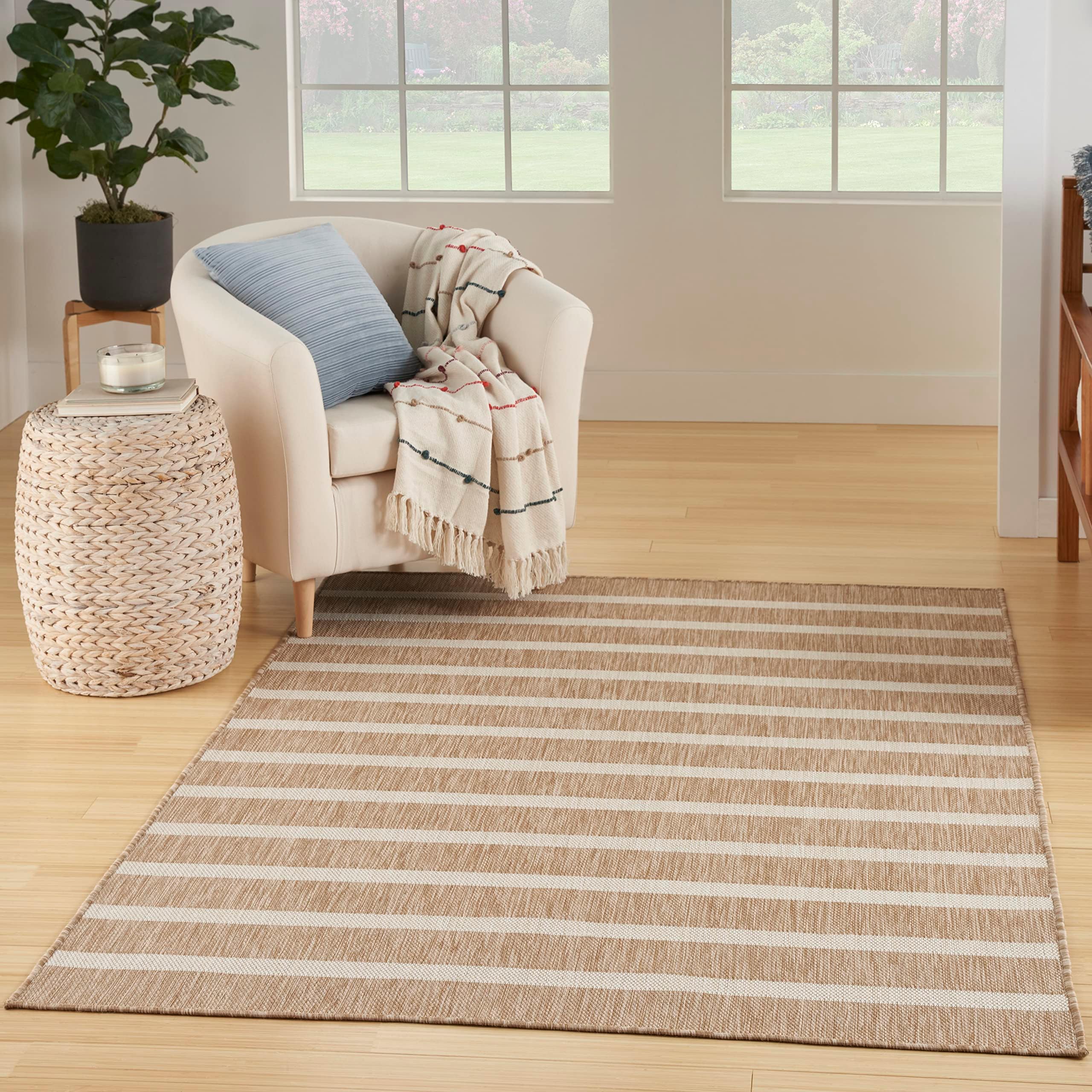 Home Positano Beige Ivory 5' x 7' Area Rug - Easy Clean, Non Shedding, Bed Room, Living Room, Dining Room, Kitchen (5' x 7')