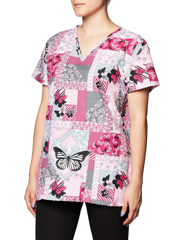 Amazon.com: 24|7 Comfort Scrubs Women's Butterfly Patches V