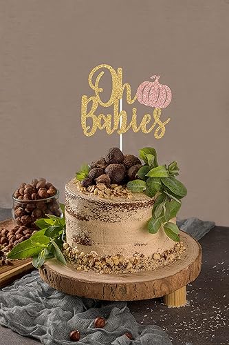 Miniatura 4 de Decoración para tartas de calabaza con purpurina dorada y oro rosa Oh Babies, decoración para pastel de calabaza, gemelos de calabaza, calabaza es