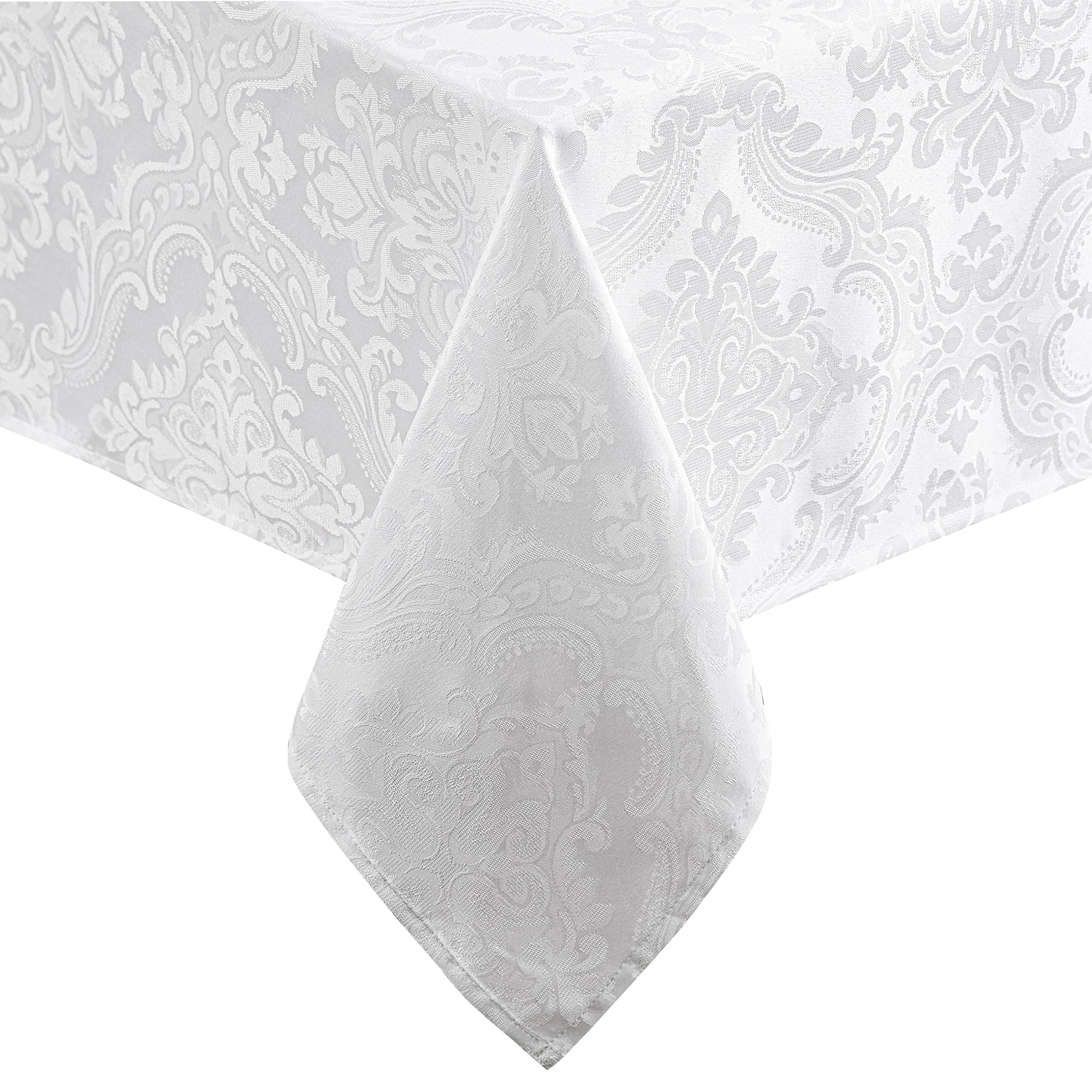 Elrene Damask Tablecloth, Polyester, White, 70" x 52" (Rectangular)