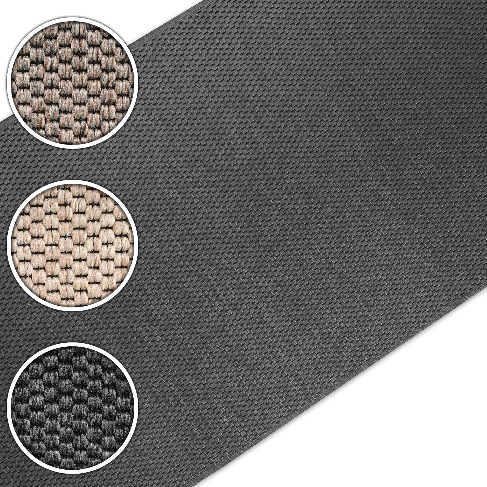 Floordirekt Tappeto passatoia Kalkutta Effetto sisal, Motivo Occhio Tigre, per corridoio, passatoia per Cucina (Antracite, 80 x 250 cm)