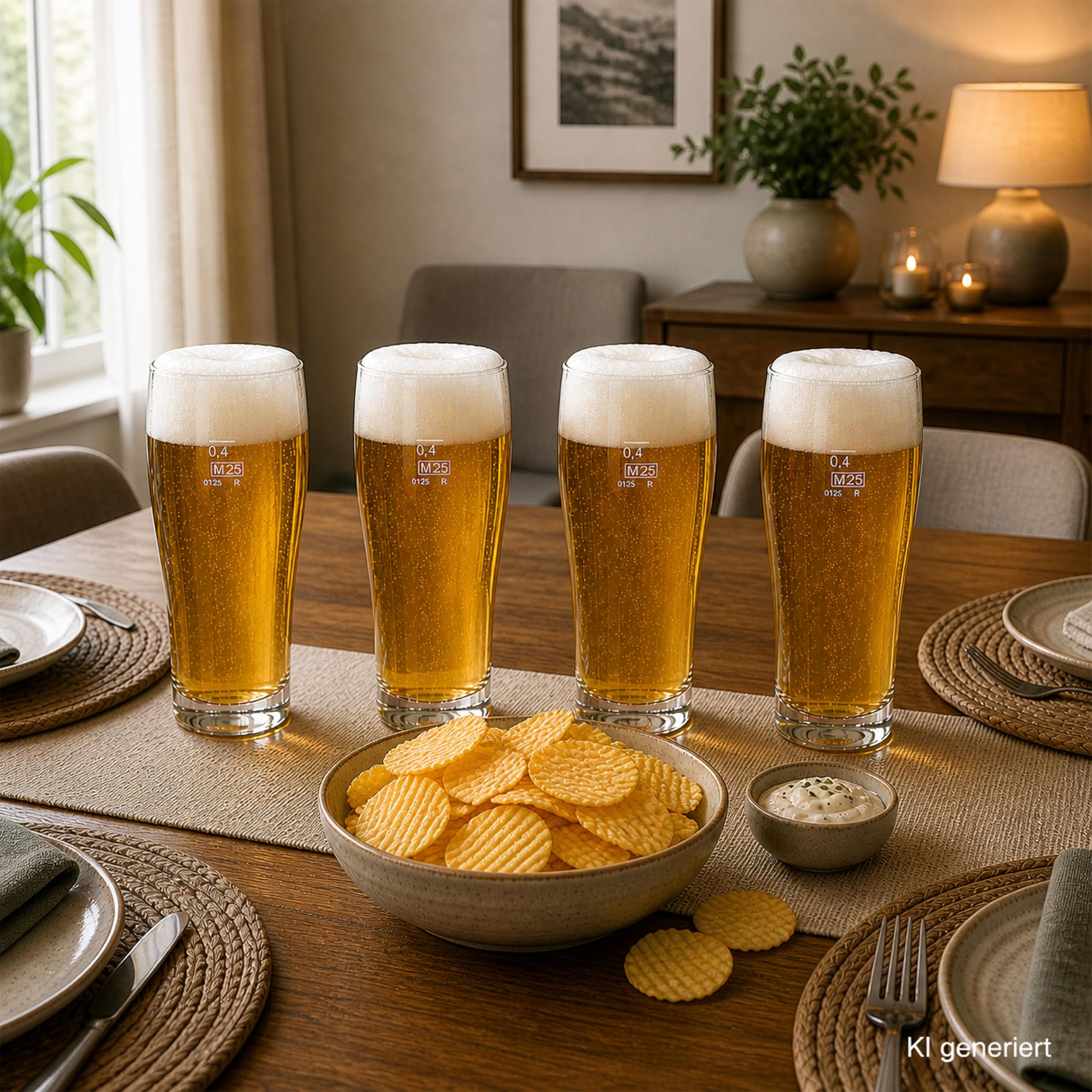 MamboCat Set di 48 bicchieri da birra da 0,4 l, calibrato, in vetro trasparente con scala graduata, bicchieri per birra, acqua, cocktail e bevande analcoliche, ideali per gastronomia, bar e ristoranti