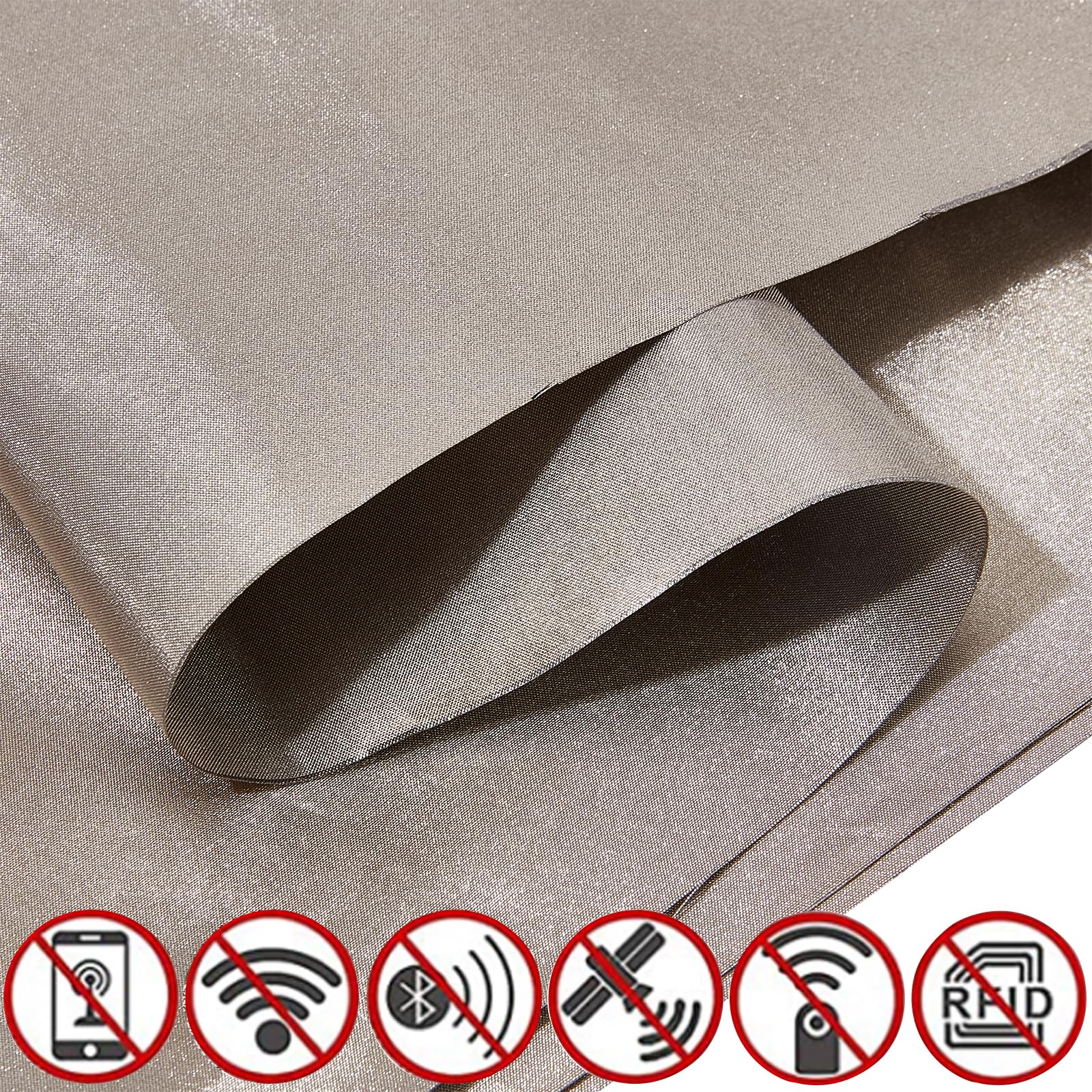 NICENEEDED Tessuto Schermante Faraday, 118" x 43" Panno di Protezione di Livello Militare per WiFi, Cella