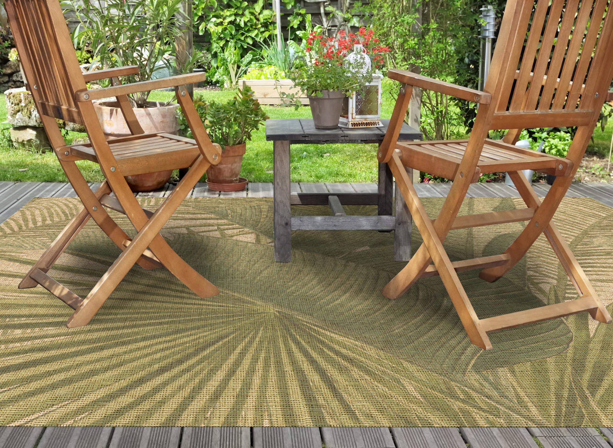 VINILIKO Design | Alfombra Vinílica Lisa Impresa - Tropical Verde 100x160 cm - Interior y Exterior, Antideslizante, Impermeable, Lavable - Varios Tamaños - Alfombra Vinilo Salón, Terraza