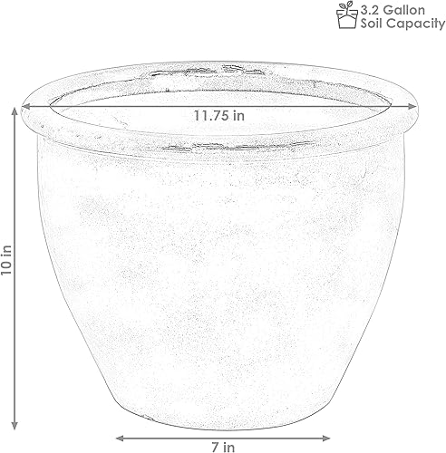 Miniatura 4 de Sunnydaze Juego de 2 macetas de cerámica Ocean Villa para flores o vegetación, macetas duraderas para interiores y exteriores para porche, sala de