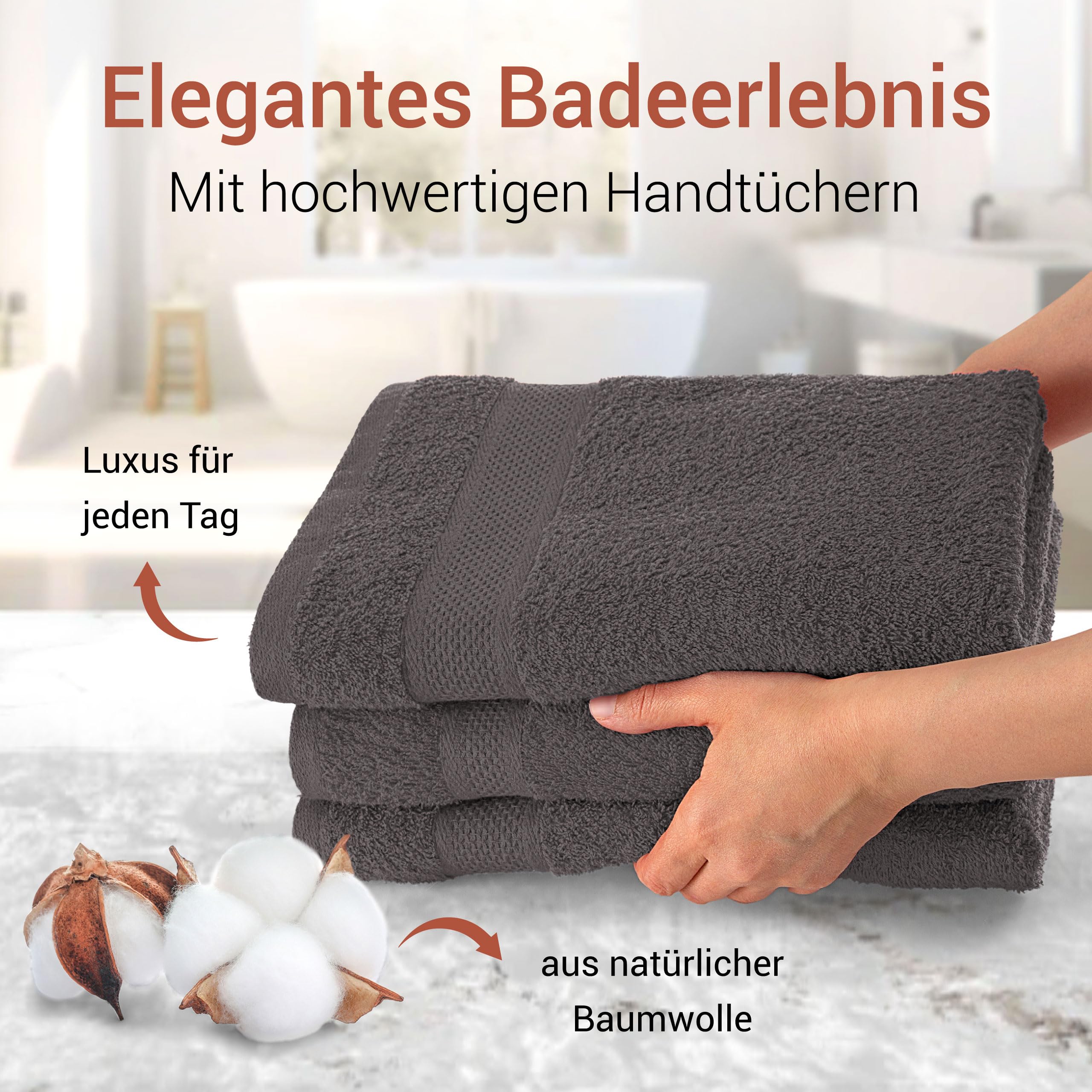 8-teiliges Handtuch Set 100% Baumwolle Oeko Tex 100 50x100cm Badetücher Waschlappen