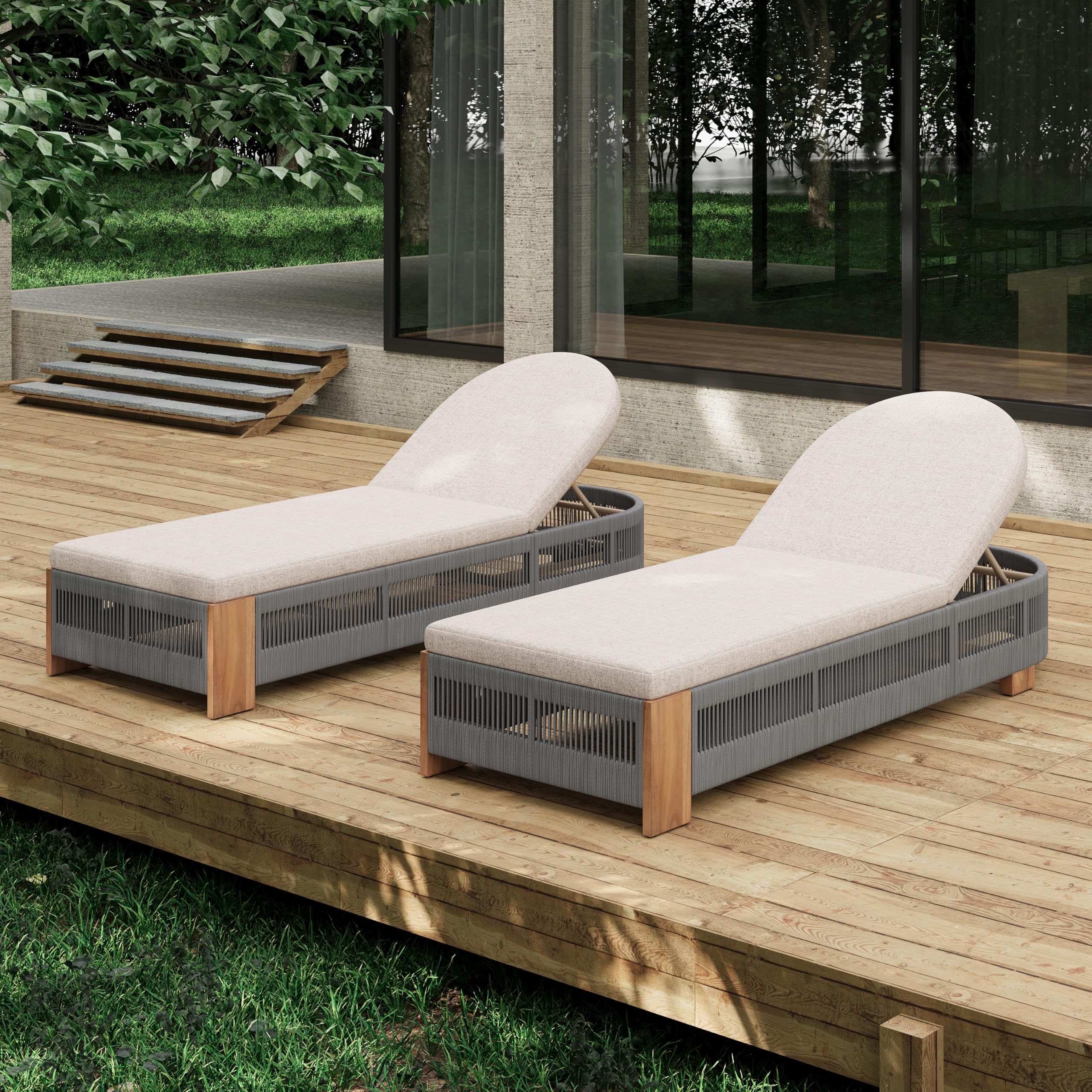 Snapklik.com : Merax 2-Piece Outdoor Chaise Lounge Chair