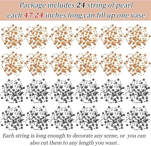 Miniatura 2 de Guirnalda de perlas artificiales para velas flotantes, cuentas de perlas sintéticas, guirnalda de perlas para decoración de jarrones, relleno de