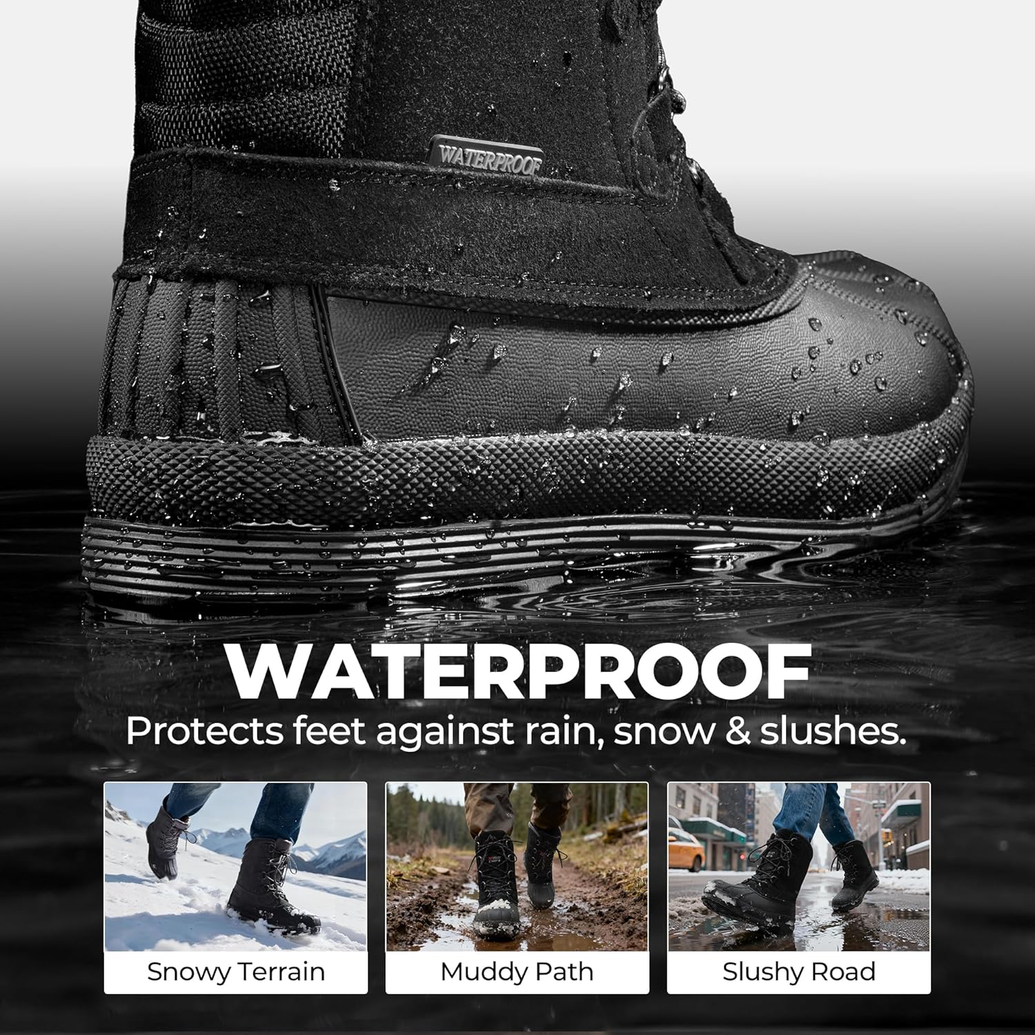 NORTIV 8 Men's Insulated Waterproof Work Winter Snow Boots