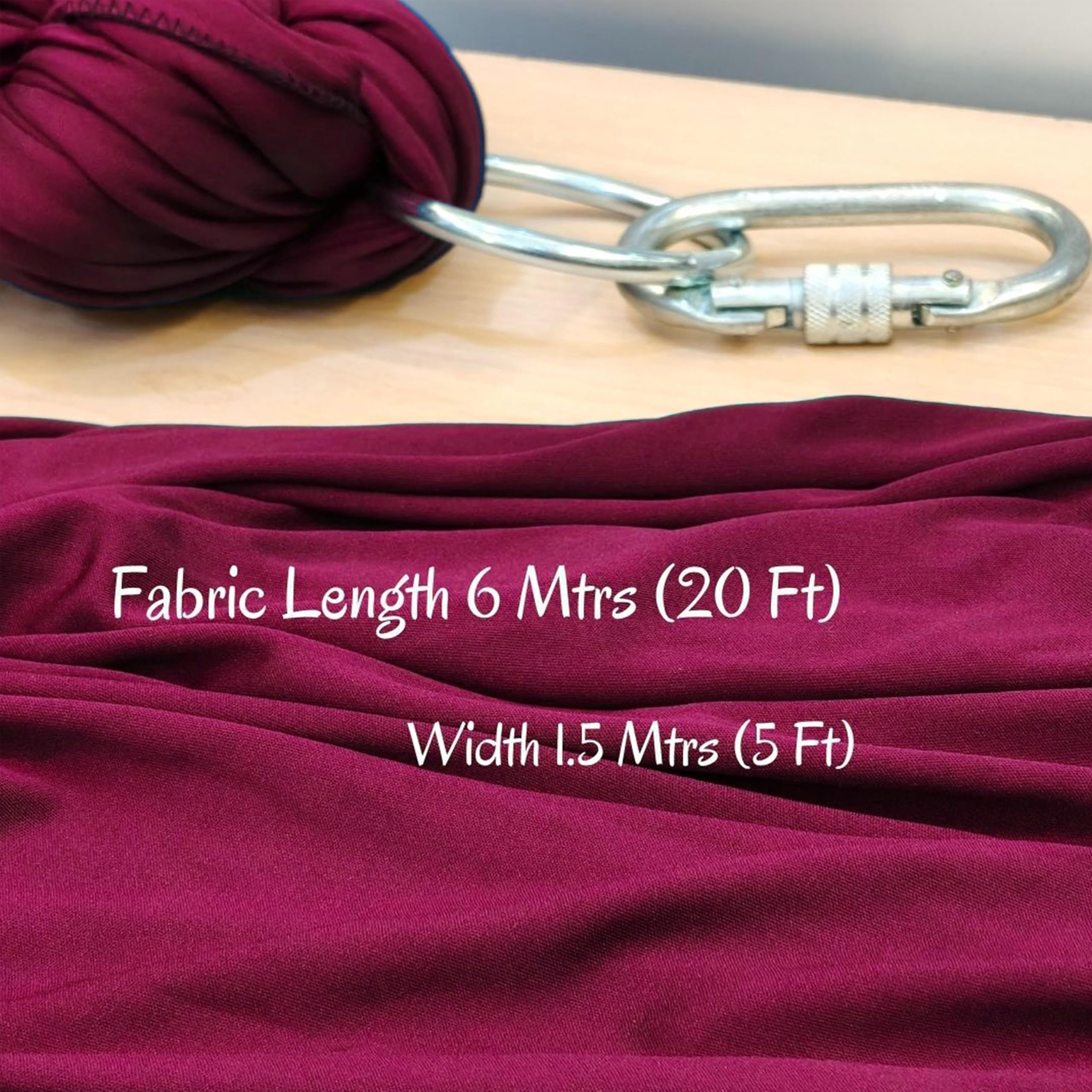 Streetup India® Lycra Fabric Aerial Swing/Yoga Hammock With 20 Feet Long Fabric With Carabiner, Ring and Mount Fastener (Maroon) 1