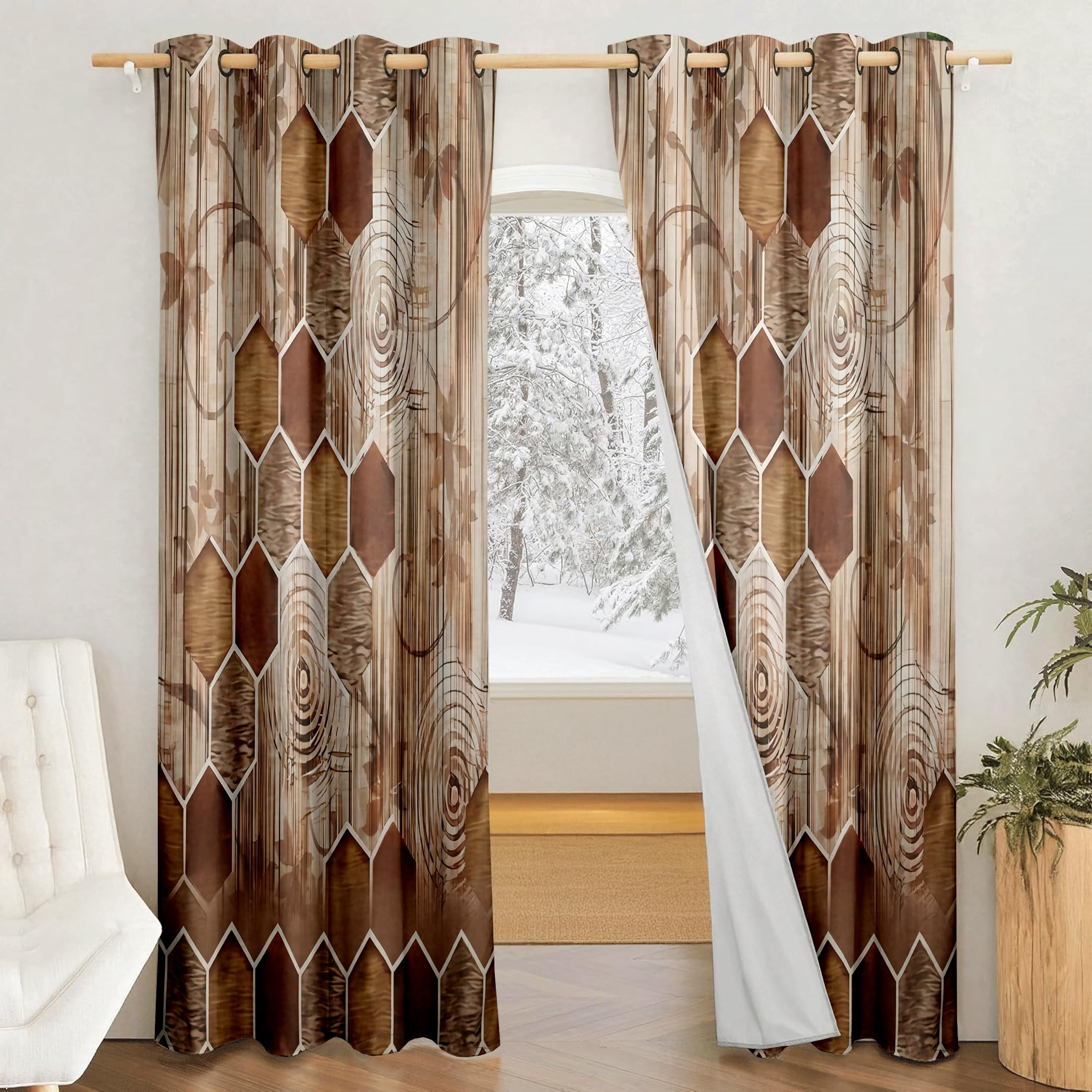 Amazon Brand - Solimo Polyester 100% Blackout Printed Door Curtains|100% Room Darkening| Blackout Door Curtains| 7 Feet |Set of 2| Printed Design | for Living Room Kids Room and Bedroom | Color- Brown-image-15