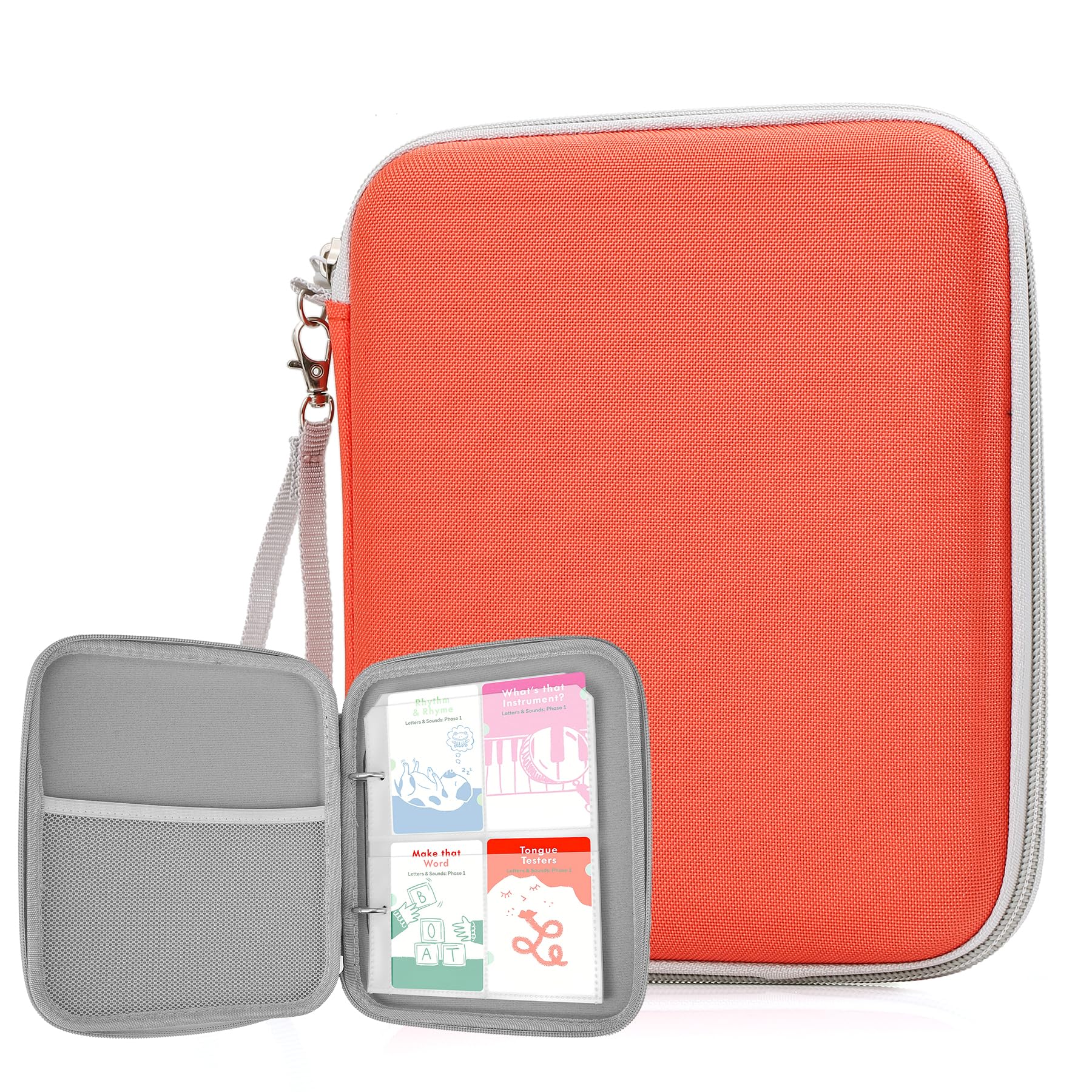 WOT I Card Holder for Yoto Cards, 80 Pockets Card Case with Zipper for Player & Mini Audiobook Cards, Portable Card Binder with Mesh Bag for Travel, Orange