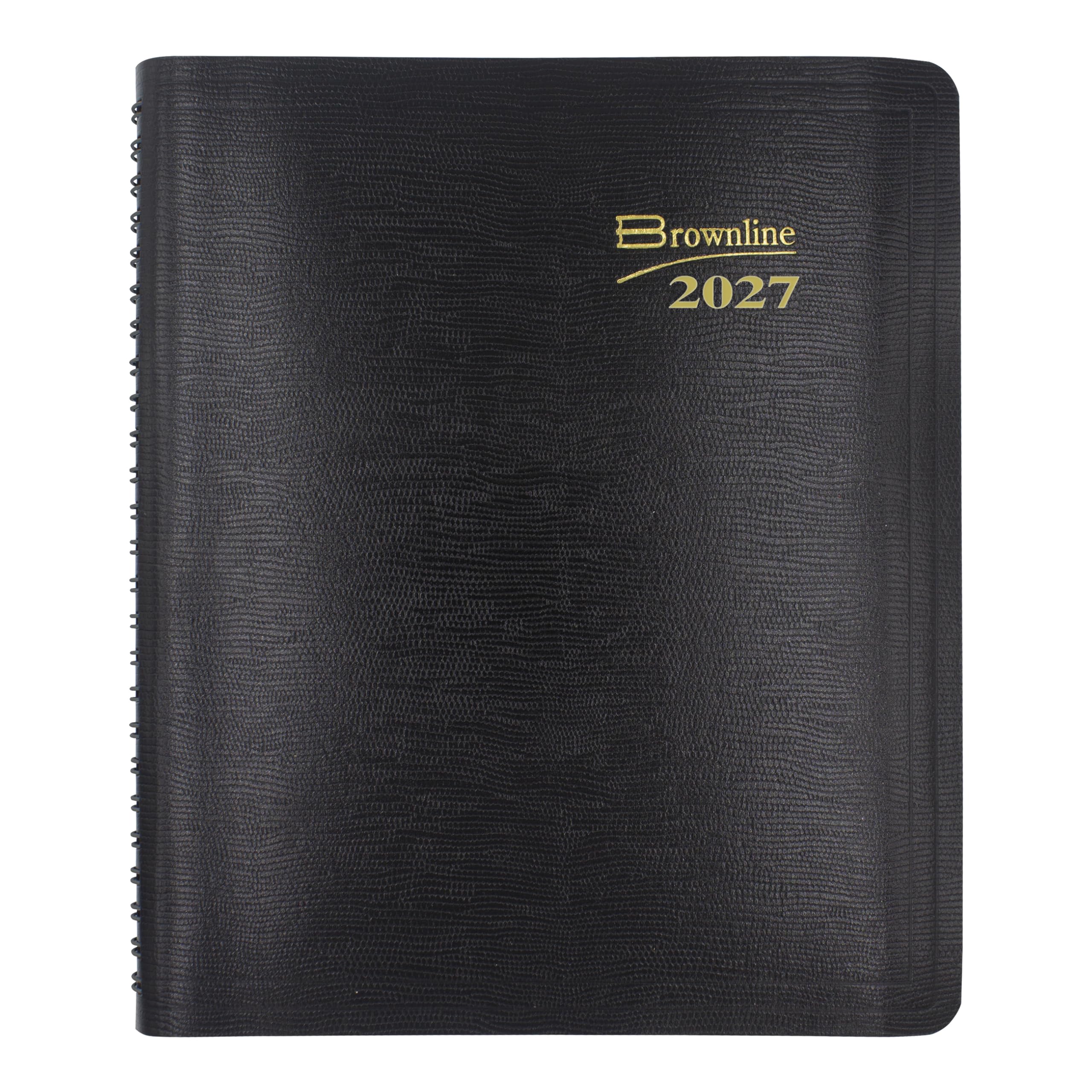 Brownline® - Planificador semanal/mensual esencial 2027, 12 meses, enero a diciembre, encuadernación de doble alambre, 8.5 x 6.75 pulgadas, negro (CB850.BLK)
