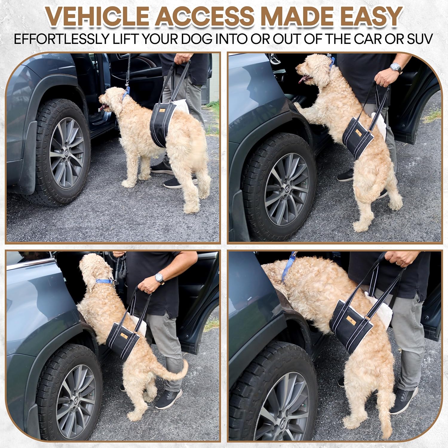 Dog Lift Harness – Adjustable Dog Sling for Large Dogs Hind Leg Support with Handle – Harness for Dogs with Weak Legs, Seniors, Injured, Disabled – Thick Plush Padding (Large)