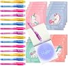BONNYCO Invisible Ink Pen and Notebook, Pack 16 Unicorns Party Bags Filler and Pinata Toys. Unicorn Birthday Decorations, Stocking Fillers for Kids Birthday. School Prizes, Gifts for Children