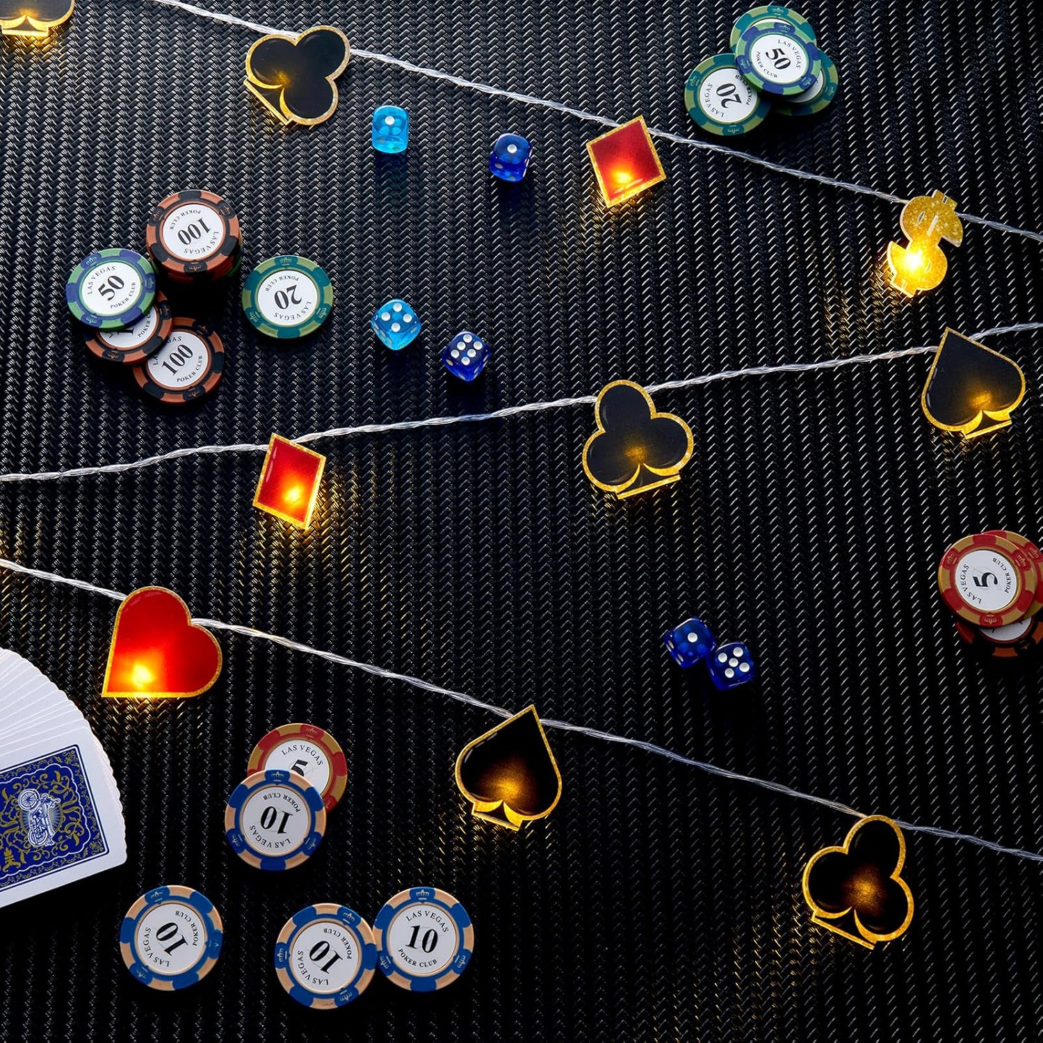 VIHOSE Casino Theme Party Decorations Las Vegas Party Supplies 20 LED 10 ft Poker String Lights for Casino Night Las Vegas Night Baby Shower Birthday Decorations