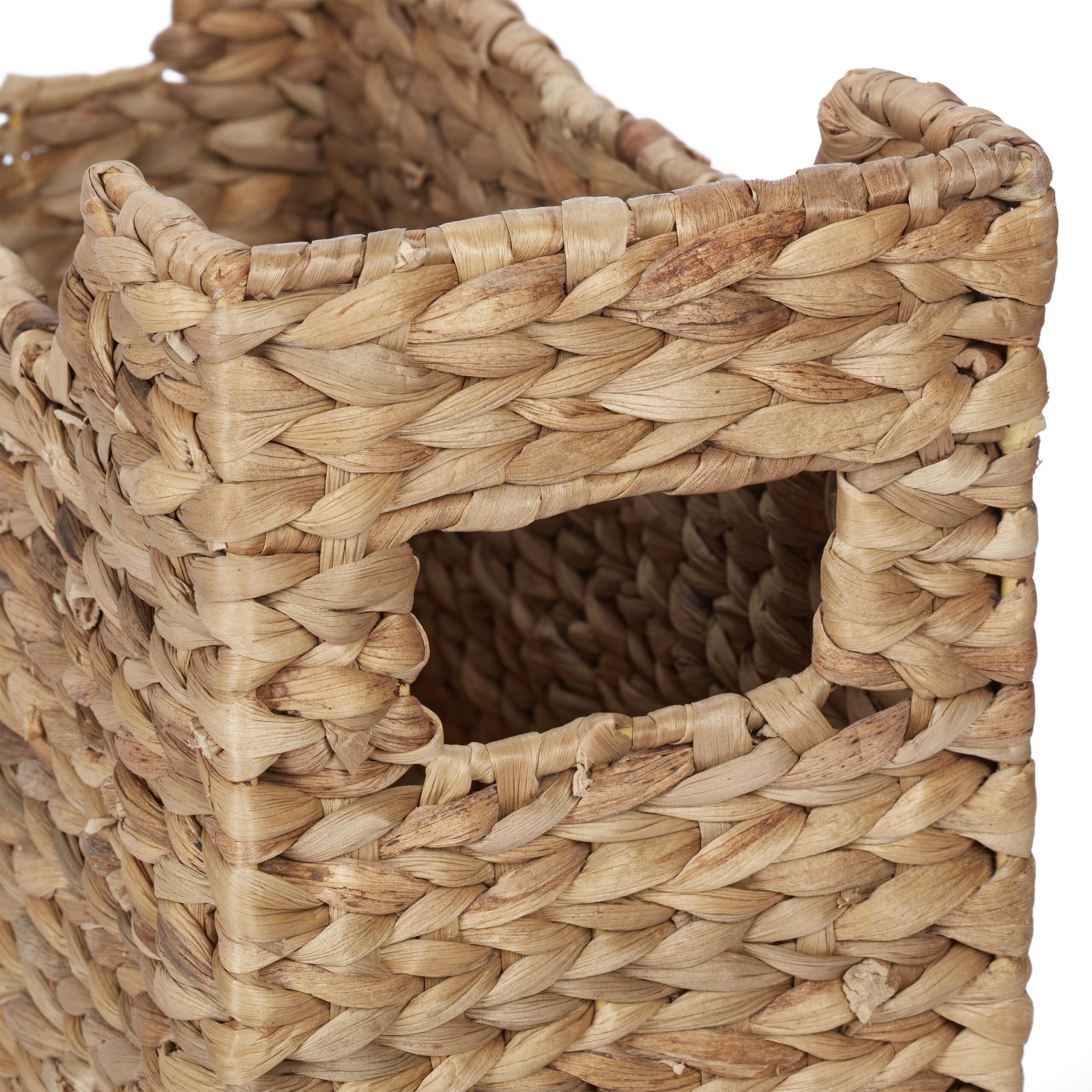 Relaxdays Range-revues, Jacinthe d’Eau, HxLxP : 25 x 34,5 x 15,5 cm, Rangement tressé, Organiseur, Nature