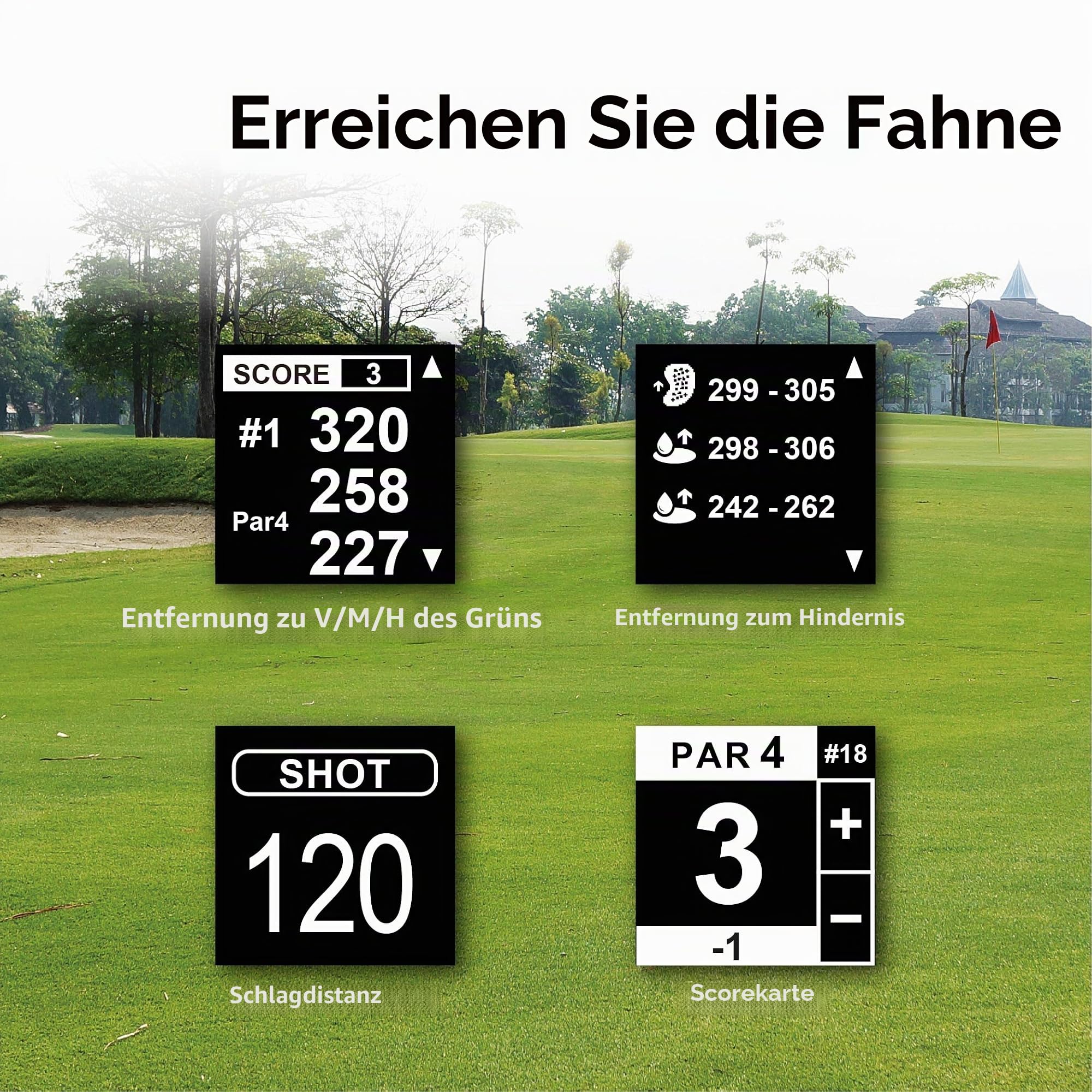 CANMORE TW356 Golf-GPS-Uhr für Damen und Herren, kostenloses Update, großes LCD-Display, Upgrade-IC-Chip, leichtes Zubehör, Schwarz
