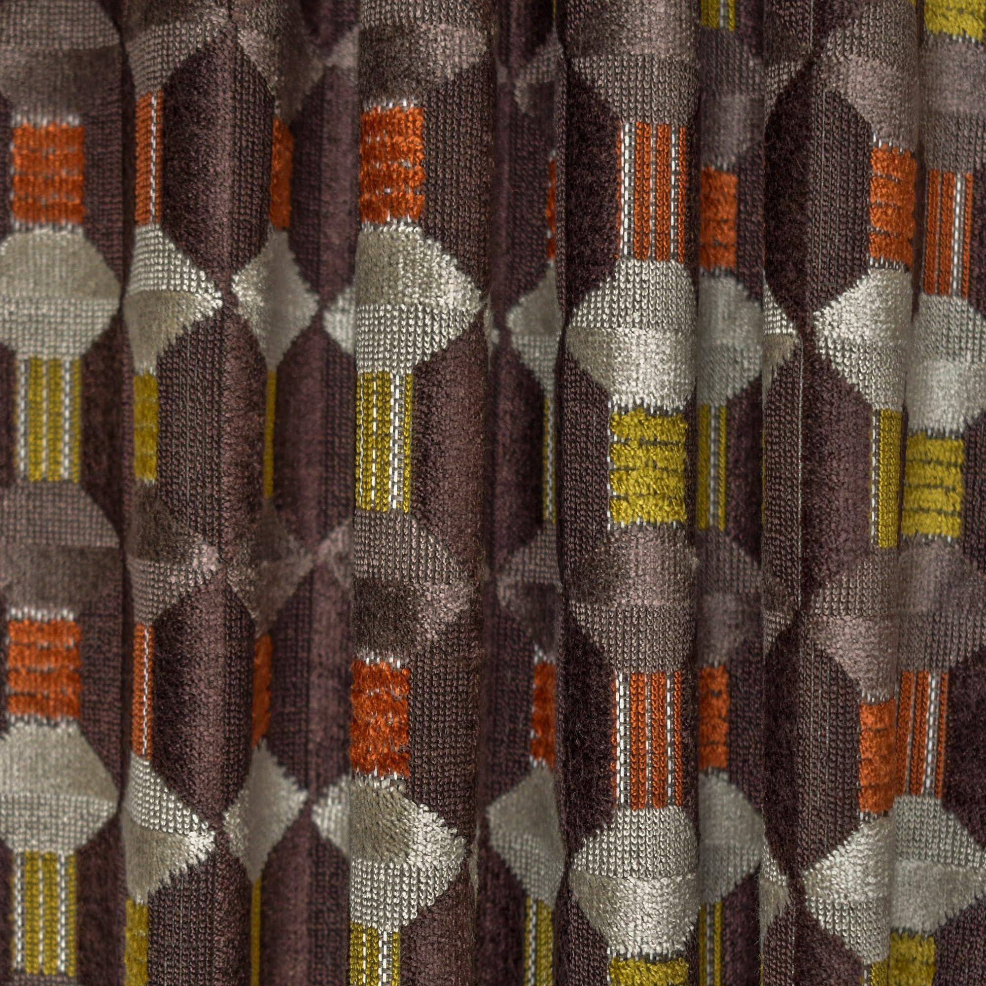 Tienda de tejidos directa Marrón y gris Terciopelo Jacquard Tela Por metro, 12 metros continuos 140 centímetros ancho Abstracto Marrón Al por mayor Terciopelo Tapicería Tela para Cortinas