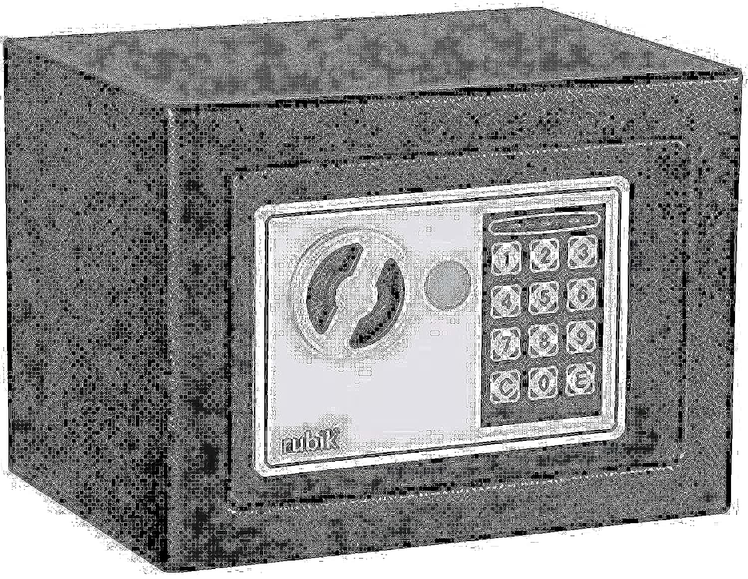 Rubik Mini Solid Steel Digital Electronic Safety Box Keypad Lock Safe for Passport Cash Jewelry and Smartphones - 17EB Black