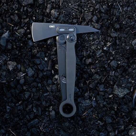 CRKT Provoke X Outdoor Folding Axe with Kinematic, Black, 4141KX | 1.84 Axe Blade, SUJ2 Steel with Corrosion Resistance, Kinematic Deployment, Deadbolt Lock, KinematicTM Opening