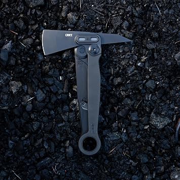 CRKT Provoke X Outdoor Folding Axe with Kinematic, Black, 4141KX | 1.84 Axe Blade, SUJ2 Steel with Corrosion Resistance, Kinematic Deployment, Deadbolt Lock, KinematicTM Opening