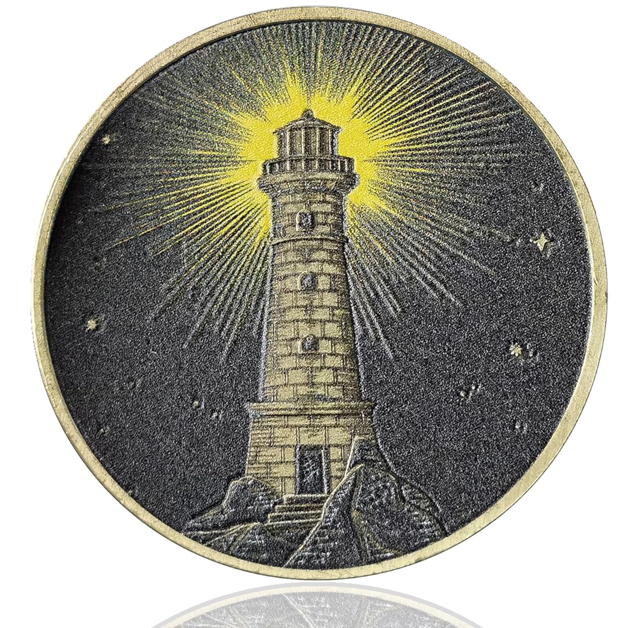 LZWIN Luminous Beacon in The Depths of Sobriety - Illuminating The Path Through Darkness AA Recovery Medallion Thoughtful Sobriety Gift, Bronze