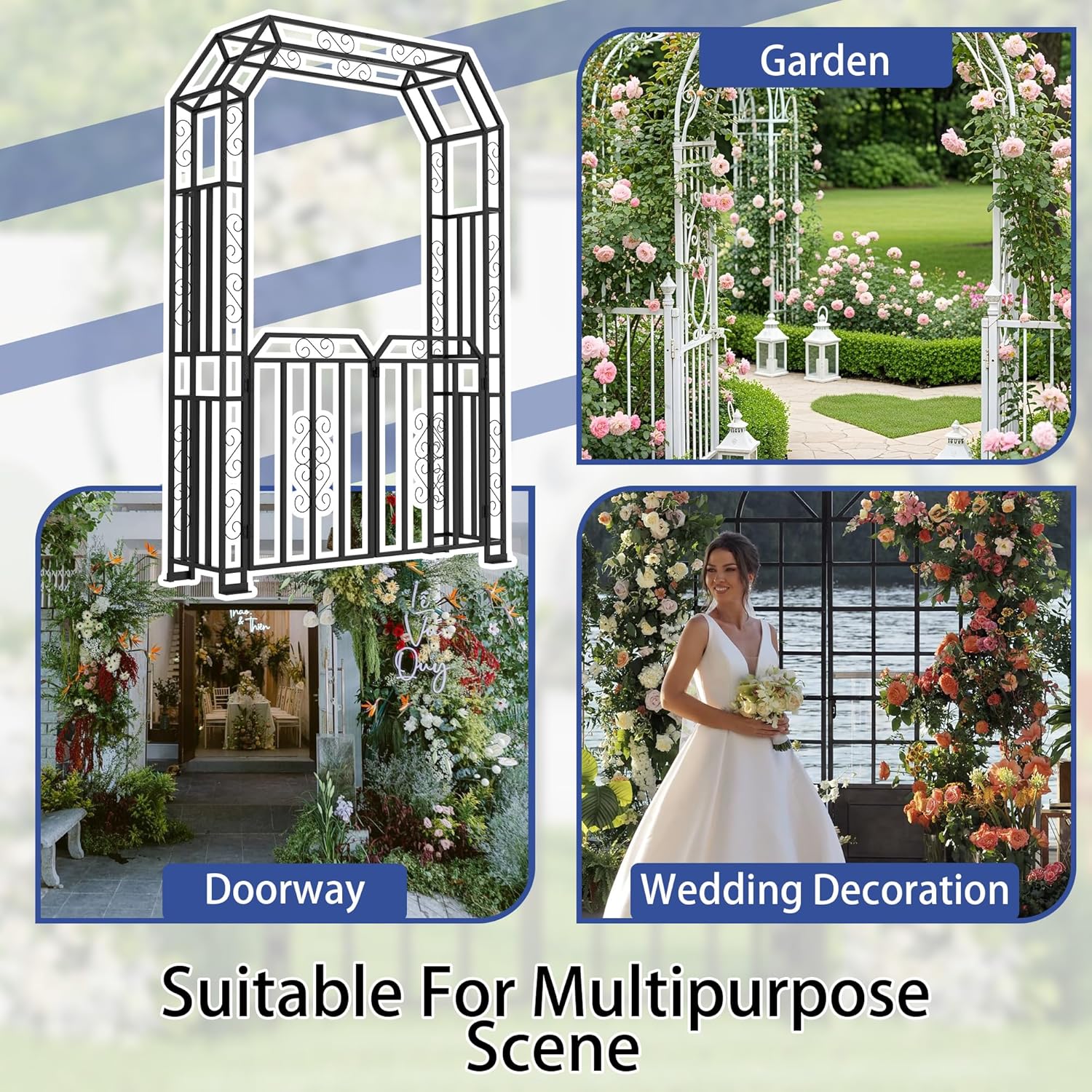 Garden Arch,Arch Trellis,Trellis for Plant Climbing,Christmas Decorate Pergola for Backyard,Lawn,Patio,Wedding Garden Arbor