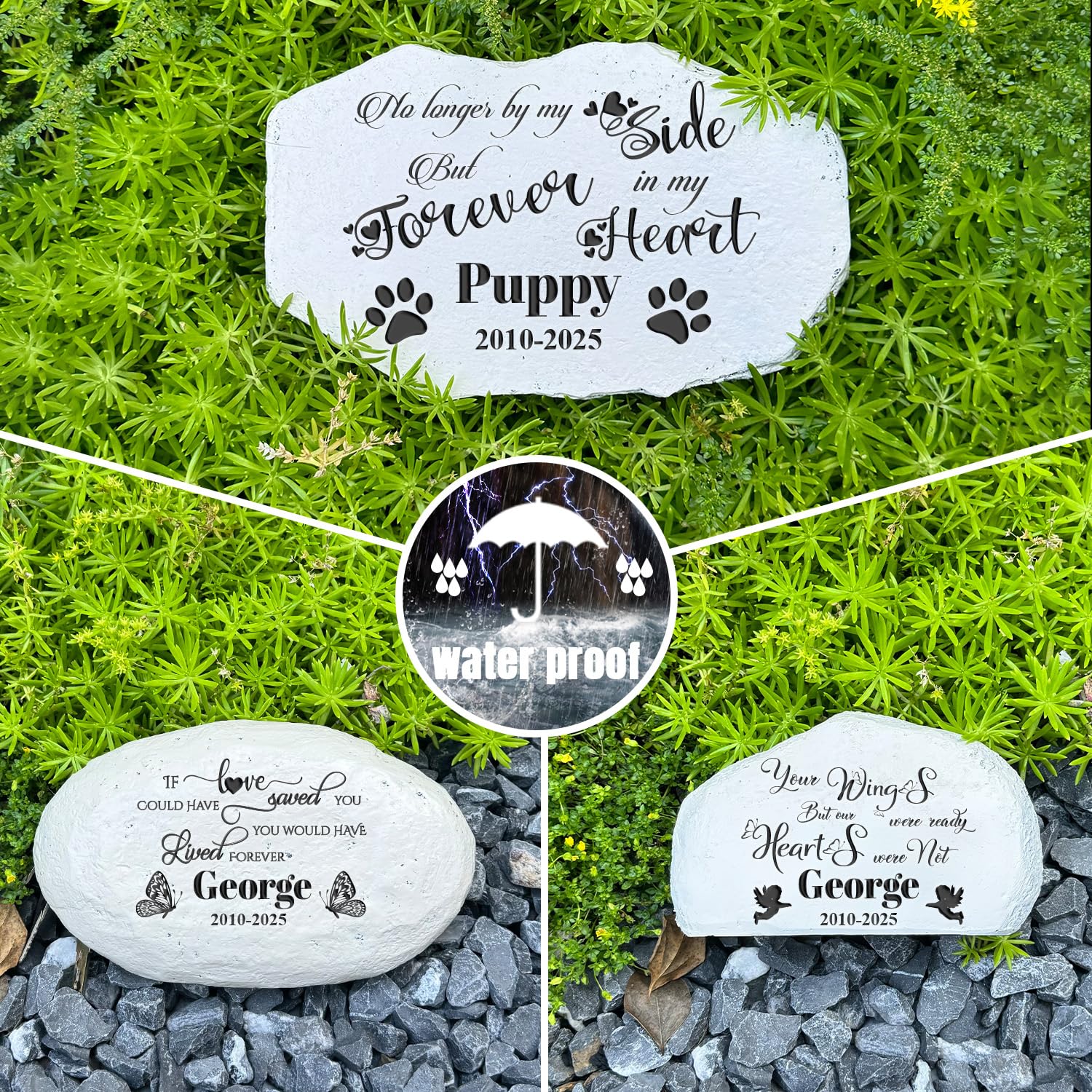 Pet Loss Gifts Cat Memorial Gifts - Personalized Memorial Stone - Memorial Gift for Loss of Dog - Headstones for Pets - Garden Cemetery Decorations - Cat Dog Grave Marker (Memorial Words)