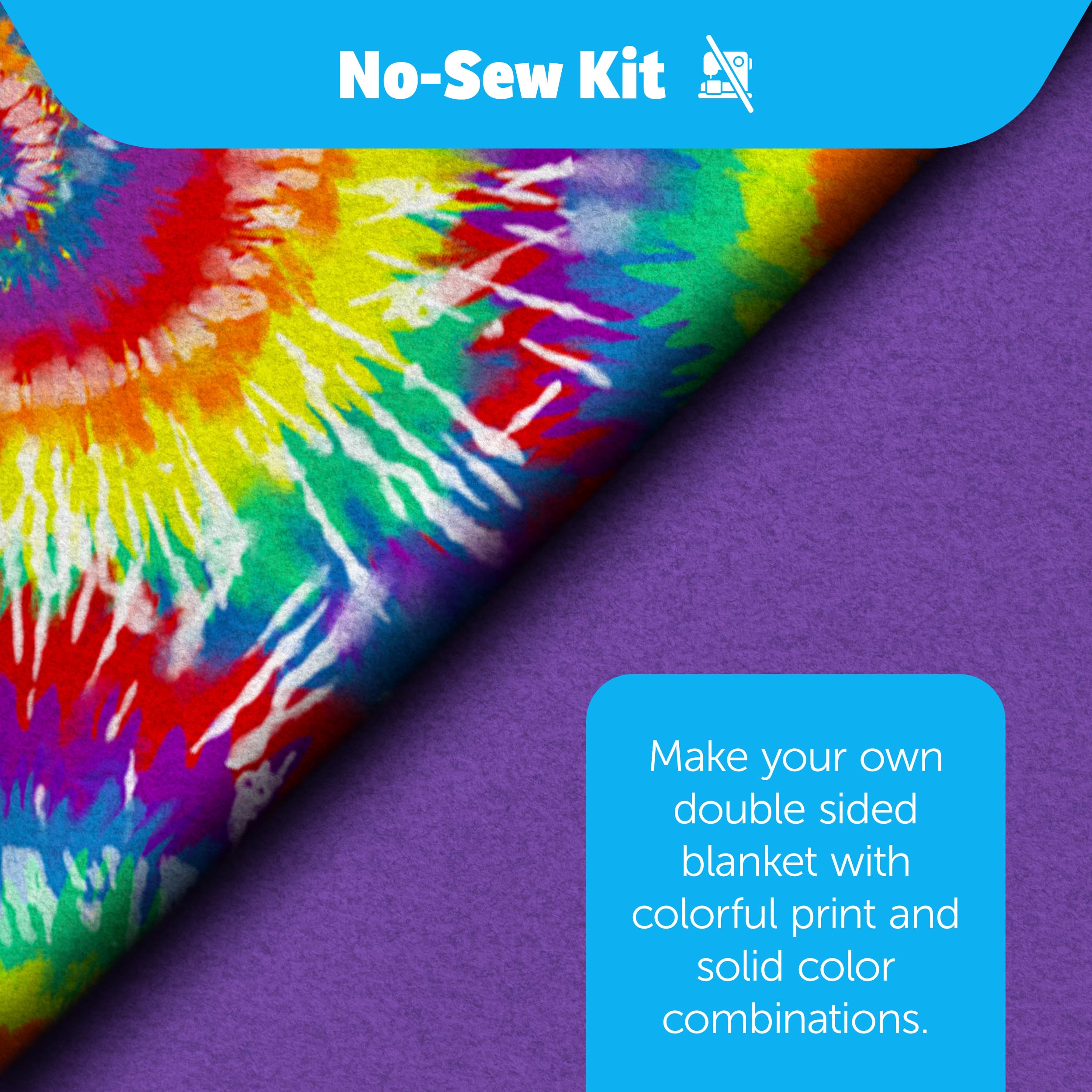 YourFleece No-Sew Throw Fleece Fabric DIY Blanket Making Kit, Make Your Own, Anti-Pill, Tie Dye, 50x60 Inches - Image 2