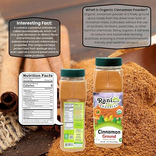 Vista 9 de Rani Canela en polvo (molida) Especias 16 oz (1 libra) 16.01 oz tarro de PET ~ Todo natural Sin sal Vegano Sin colores Apto para gluten