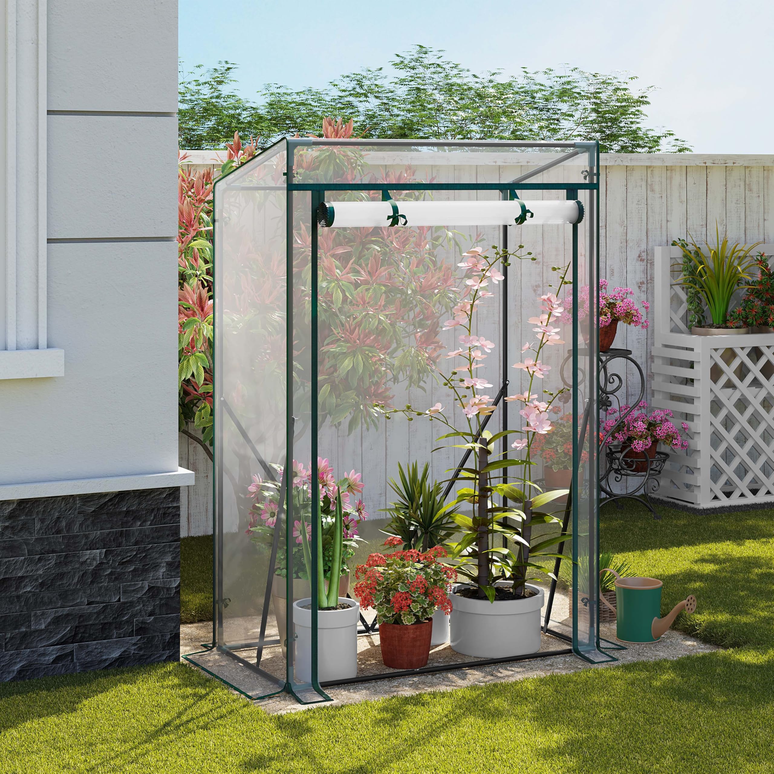 WOLTU Invernadero Jardín Tipi, Puerta Enrollable, 100x50x150cm Transparente | PE Impermeable; Anti-Desgarro; Tomates; Terraza; Jardín Trasero