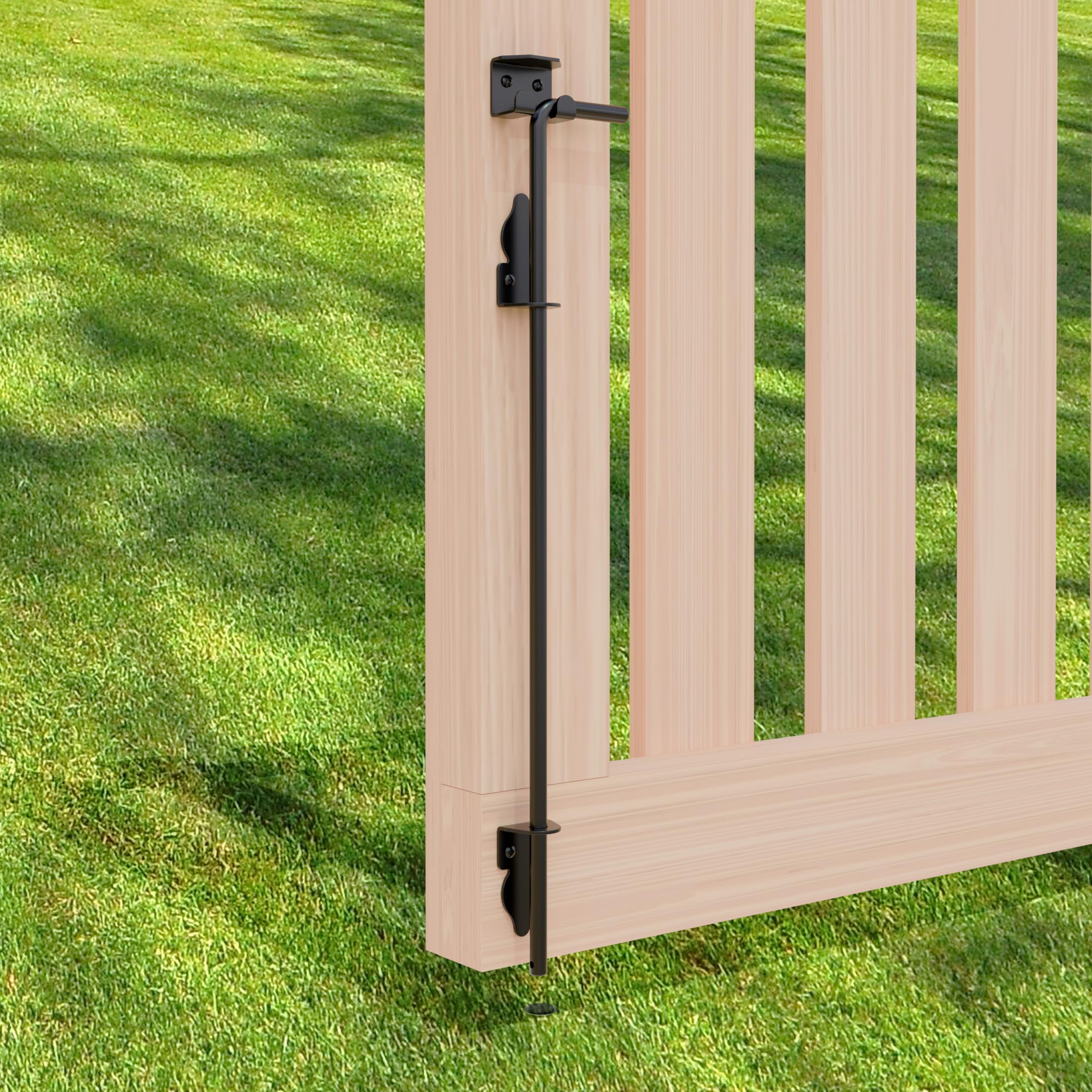 24 Inch Cane Bolt Gate Drop Rod, Heavy Duty Steel Ground Anchor