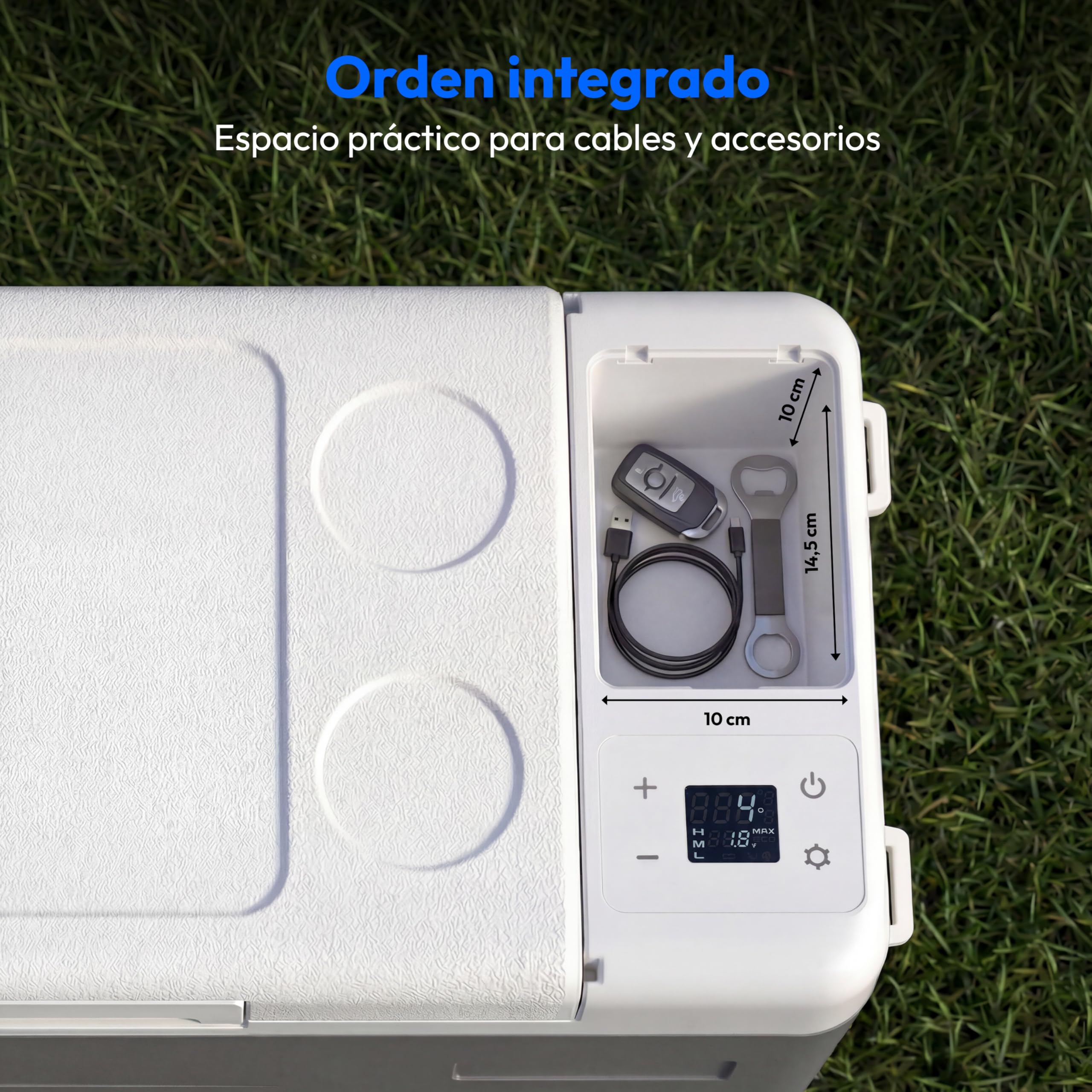 MEDION Nevera portátil con compresor 28 L, mini frigorífico eléctrico, 12 V 24 V 230 V adaptador coche camión camping barco festival, MD370027