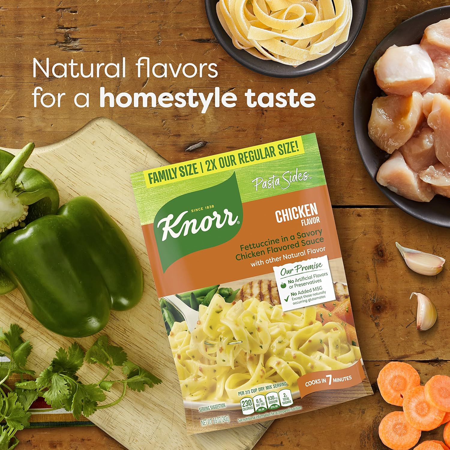 Knorr Pasta Sides For a Delicious Easy Pasta Meal Chicken Fettuccine No Artificial Flavors Or Preservatives 8.6 oz, 7 Count (Pack of 2)