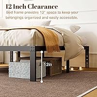 Vista 4 de ZIYOO - Base de cama tamaño Queen, base de cama con plataforma de 35 cm, listones de acero resistente de 3500 libras, diseño antideslizante,