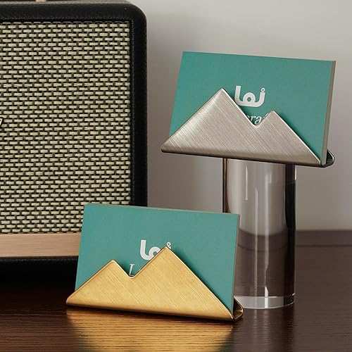 Miniatura 6 de Leicraft Tarjetero de acero inoxidable para escritorio, paquete de 2 organizadores de tarjetas y accesorios de escritorio de oficina para hombres y