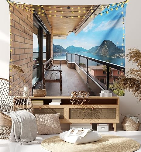 Miniatura 34 de Lunarable Tapiz amarillo y gris, tamaño individual, margaritas retro envejecidas, espirales de dibujo de líneas de margaritas bocetadas, plantas de