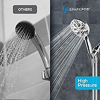 Vista 5 de SparkPod Cabezal de ducha de mano de 10 modos con manguera, cabezal de ducha de alta presión de 5 pulgadas con boquillas táctiles de mano