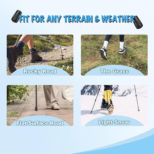 Miniatura 3 de 8 piezas de accesorios para bastones de trekking de repuesto duraderos de diamante negro, puntas de goma para bastones de senderismo para todos los