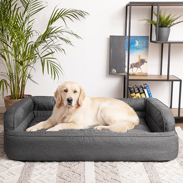 PillowPrim legowisko dla psa, kota, zdejmowana poszewka, poduszka dla psa, miejsce do spania, sofa dla psa, grafitowe, rozmiar XXL: 117 x 79 cm