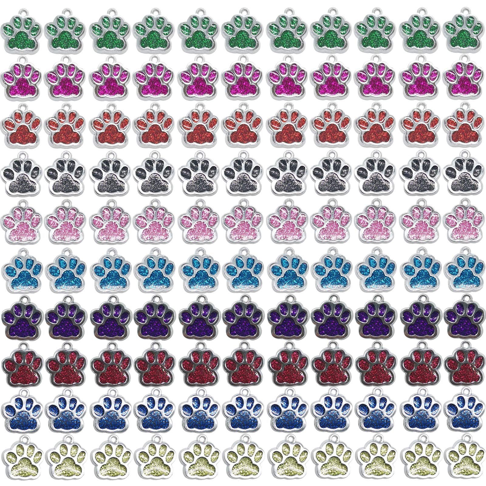 RONYOUNG 60PCS Animal Cat Dog Paw Chunk Charms Pendants Crystal Beads Jewelry Findings For DIY Jewelry Making Necklace Bracelet (Multicolor)