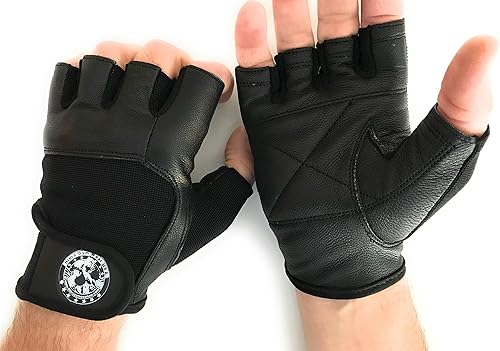 Miniatura 4 de Guantes de gimnasio negros con cierre de muñeca para hombre y mujer, acolchado para entrenamiento crossfit, levantamiento de pesas, ciclismo.