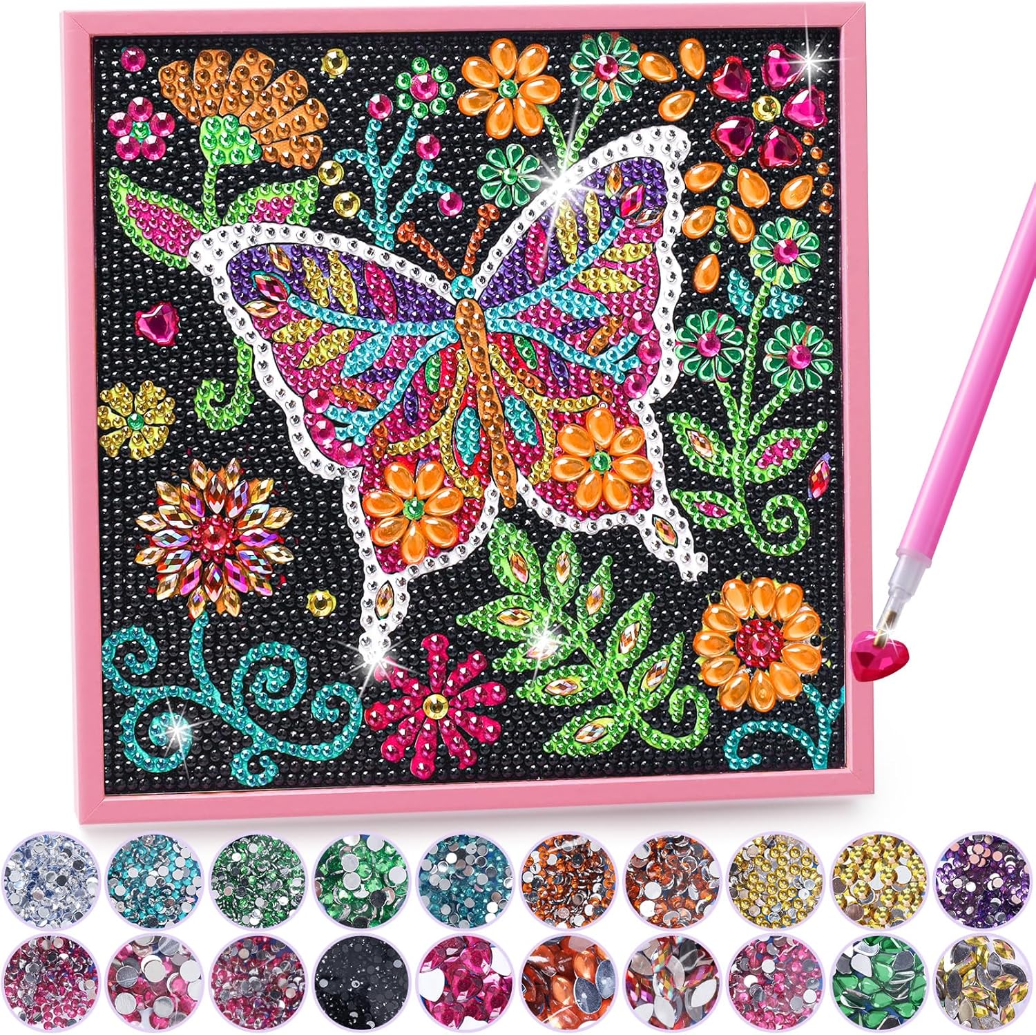 Girls Gifts 8-12 Years Old, Diamond Art Toys for Girls 7-10 Kids Crafts for 5 6 7 8 9 10 Year Old Girls Birthday Present Age 5-11 Mosaic Kit for Boys Teen Art Supplies for Kids with Frame Home Decor