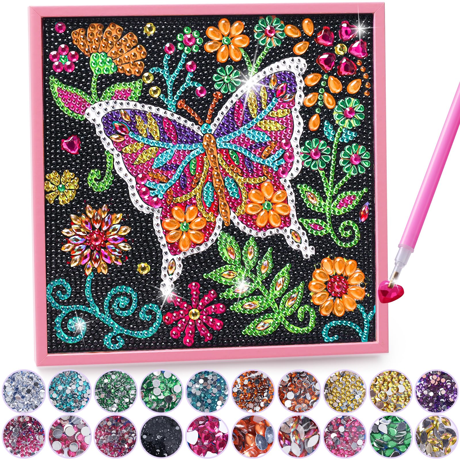 Luz Nocturna 3D De Mariposa Con Diamantes – Kit De Pintura De Diamantes DIY, 7 Colores Cambiantes, Con USB O Pilas, Regalo Creativo Para Niñas De 5 A 10 Años